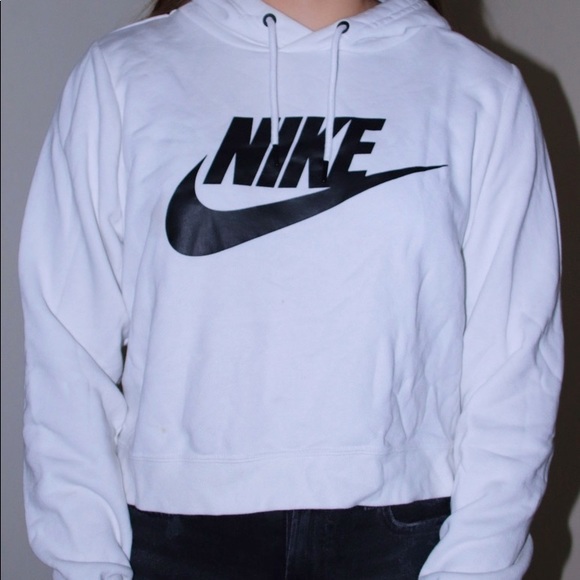 Nike Tops - Black and white nike cropped jacket on some hoodie Nike Tops - Black and white nike cropped jacket on some hoodie